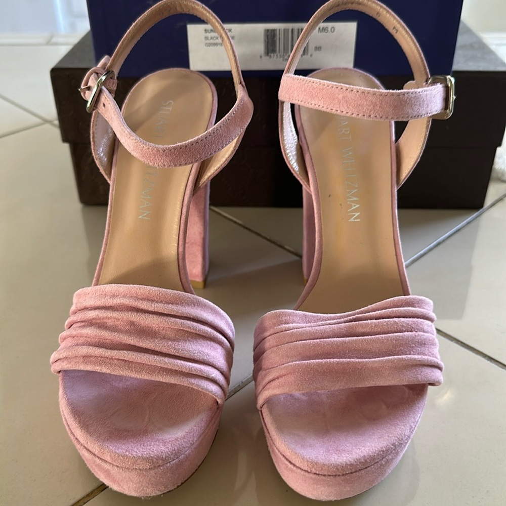 Brand New Stuart Weitzman Pink Sunblock Platform Sandals size 6